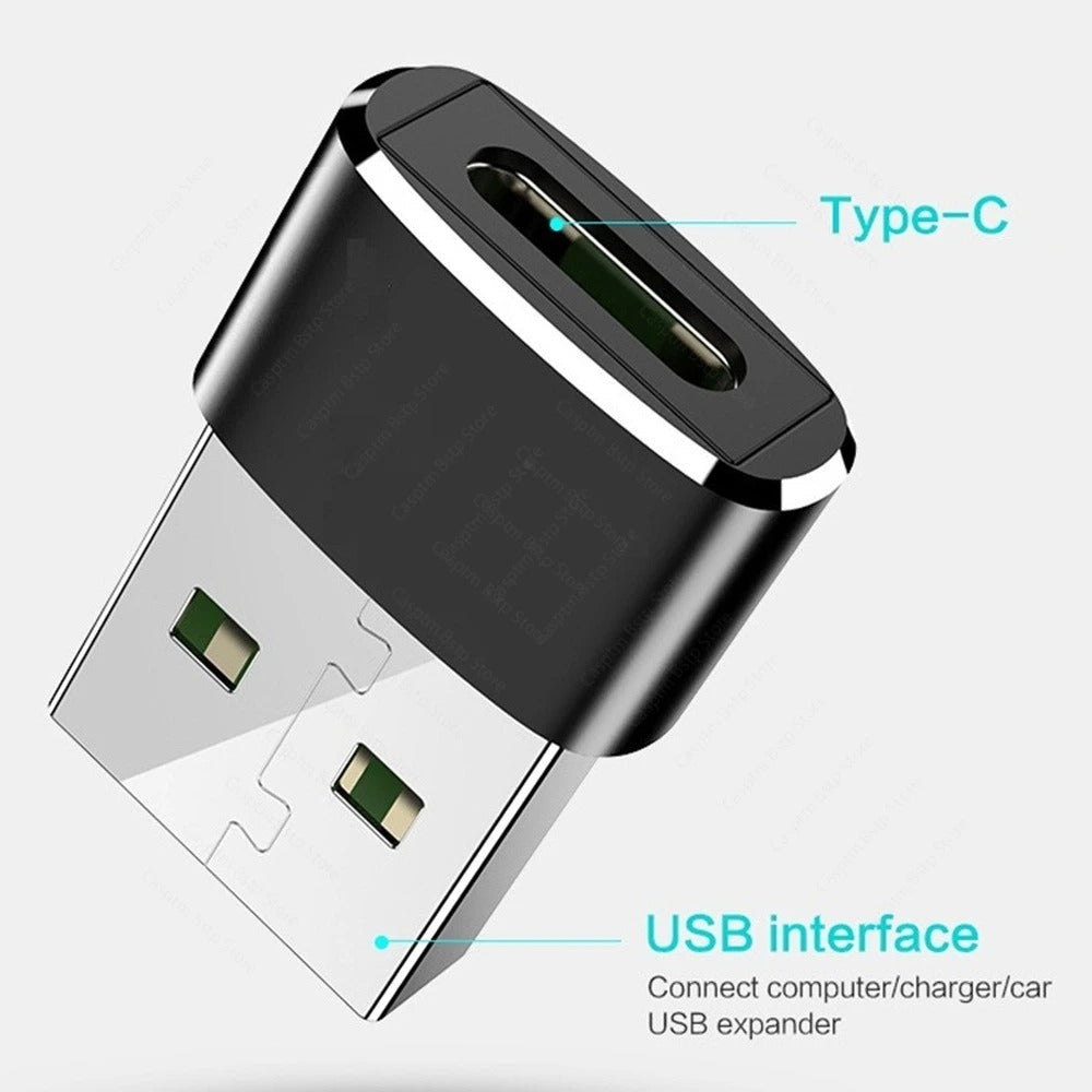 High Quality USB to Type-C Charger Adapter – 2PCS OTG Converter for iPhone, Plug & Play, Data Sync 480Mbps, Aluminum Alloy, Universal Type-C Compatibility