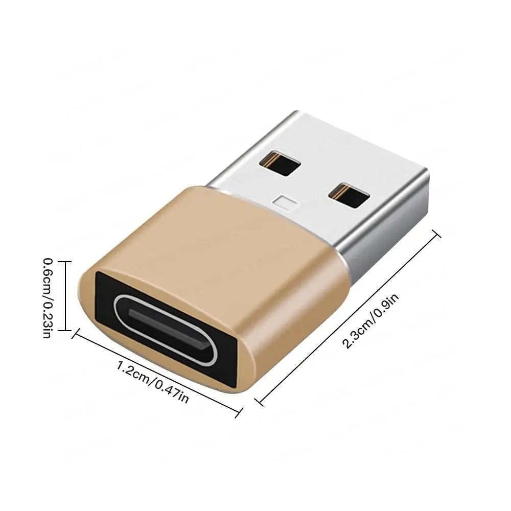 High Quality USB to Type-C Charger Adapter – 2PCS OTG Converter for iPhone, Plug & Play, Data Sync 480Mbps, Aluminum Alloy, Universal Type-C Compatibility