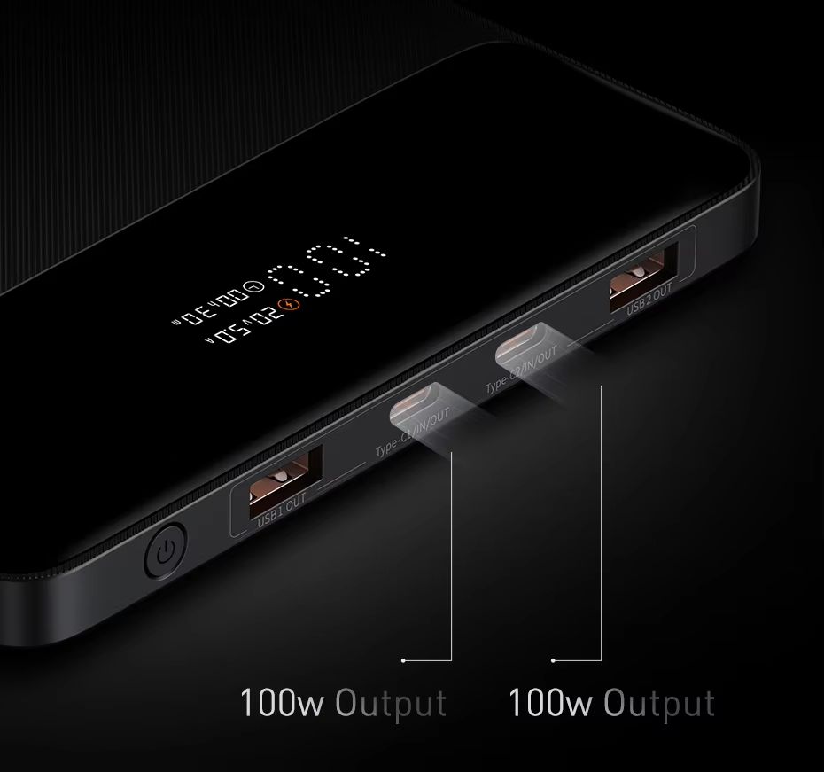 Premium, 100W Power Bank, 20000mAh – Type-C PD Fast Charging, Portable External Battery Charger with Cable, for Laptop