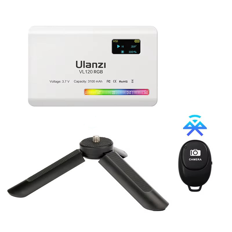 High Quality RGB LED Video Light Panel for Camera & Phone – 2500-9000K Bi-Color, CRI 95+, Diffuser, 3100mAh Battery, 360° Mount, 120 Lamp Beads