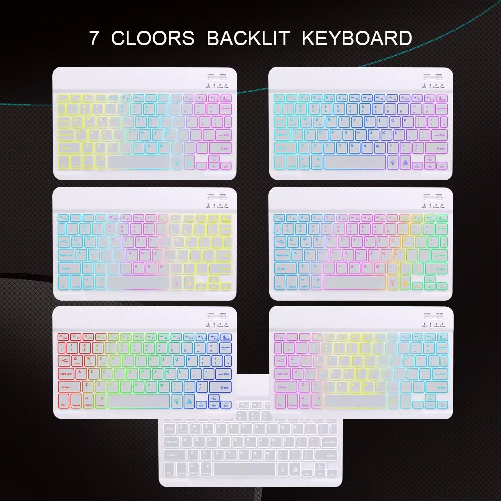 Premium 10-Inch Backlit Bluetooth Keyboard and Mouse Multi-Device Combo for iPad, Android, Windows, and iOS Tablets