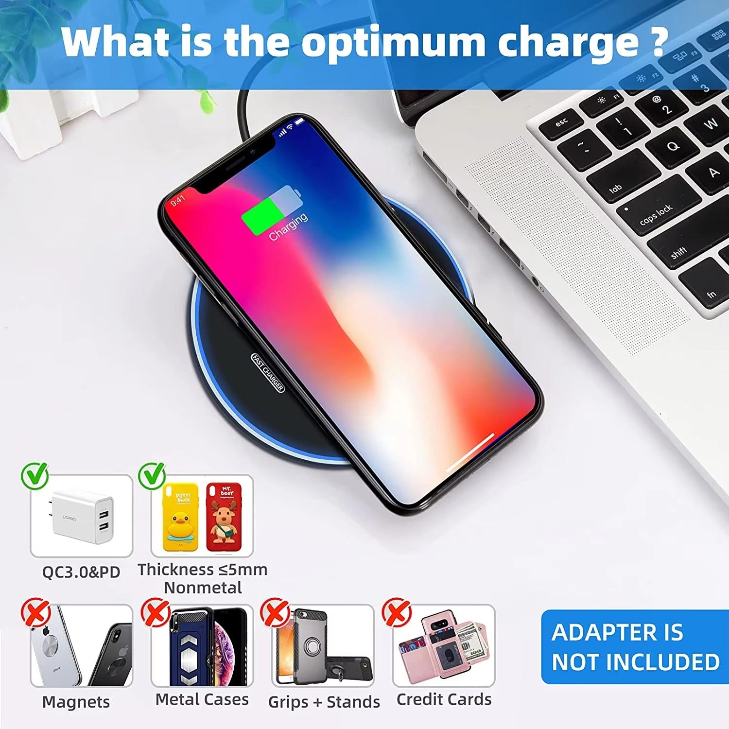 Premium, 30W Wireless Charging Pad – Fast Charger for iPhone, AirPods Pro, Qi-Enabled Devices, Quick Charge Station for Desk