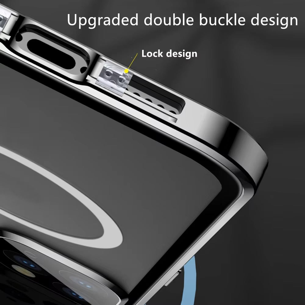 Premium Apple iPhone Case, MagSafe Compatible, Camera Lens & Screen Protection, Ultra Thin, Shockproof, Magnetic Full All Around Cover – 360° Metal Frame Case with Aluminum Alloy & Full Screen Protection