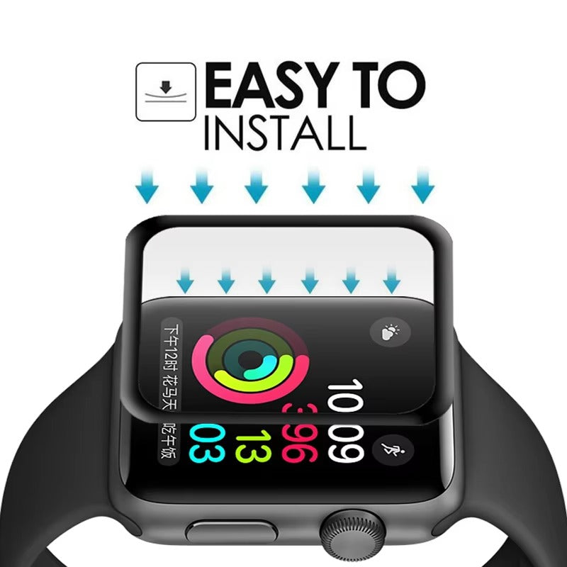 Premium 3D Full Cover Tempered Glass Screen Protector for Apple Watch – Anti-Fingerprint, Shockproof Case Bundle 38mm–49mm