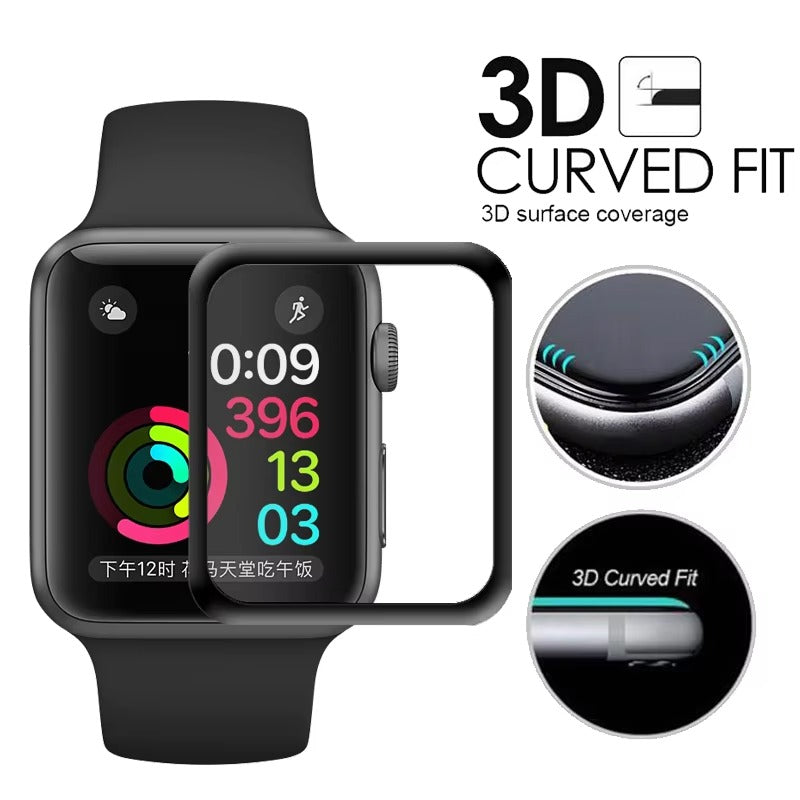 Premium 3D Full Cover Tempered Glass Screen Protector for Apple Watch – Anti-Fingerprint, Shockproof Case Bundle 38mm–49mm