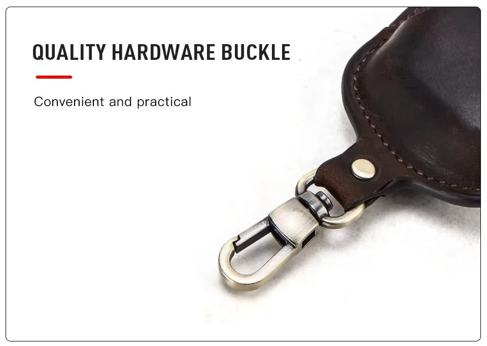 Luxury Genuine Leather Case for AirPods Pro, 2, 1 – Wireless Earphone Protective Cover, Elegant Funda with Keychain Hook, Shockproof and Stylish Design