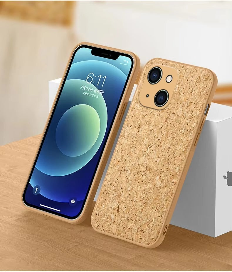 Luxury Apple iPhone Case, MagSafe Compatible, Camera Lens and Screen Protection, Ultra Thin, Shockproof, Magnetic, Full All Around Protection, Cork Wood Soft Cover