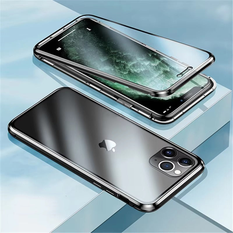 Luxury Apple iPhone Case, MagSafe Compatible, Camera Lens and Screen Protection, Ultra Thin, Shockproof, Magnetic, Full All Around Protection, 360 Glass Magnet Cover