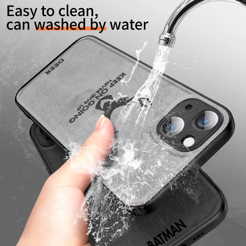 Luxury Textured Canvas iPhone Case with MagSafe Support, Shock-Absorbing Bumper Frame, Leather Feel Grip, Drop Protection