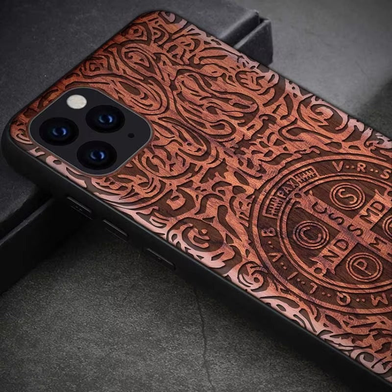 Robust Apple iPhone Case, MagSafe Compatible, Camera Lens and Screen Protection, Ultra Thin, Shockproof, Magnetic, Full All Around Protection, Real Wood TPU Cover