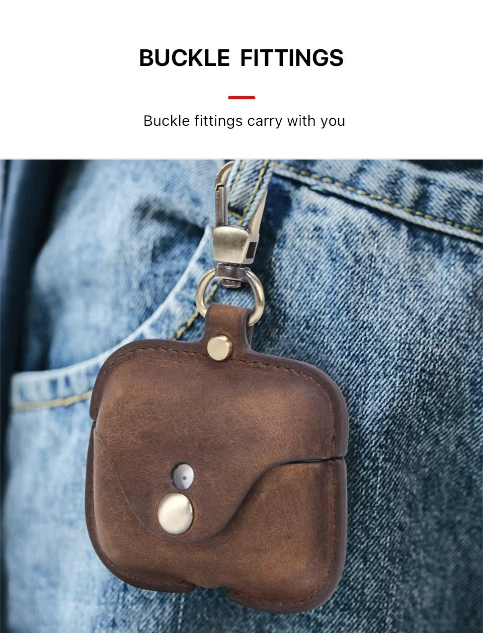 Luxury Genuine Leather Case for AirPods Pro, 2, 1 – Wireless Earphone Protective Cover, Elegant Funda with Keychain Hook, Shockproof and Stylish Design