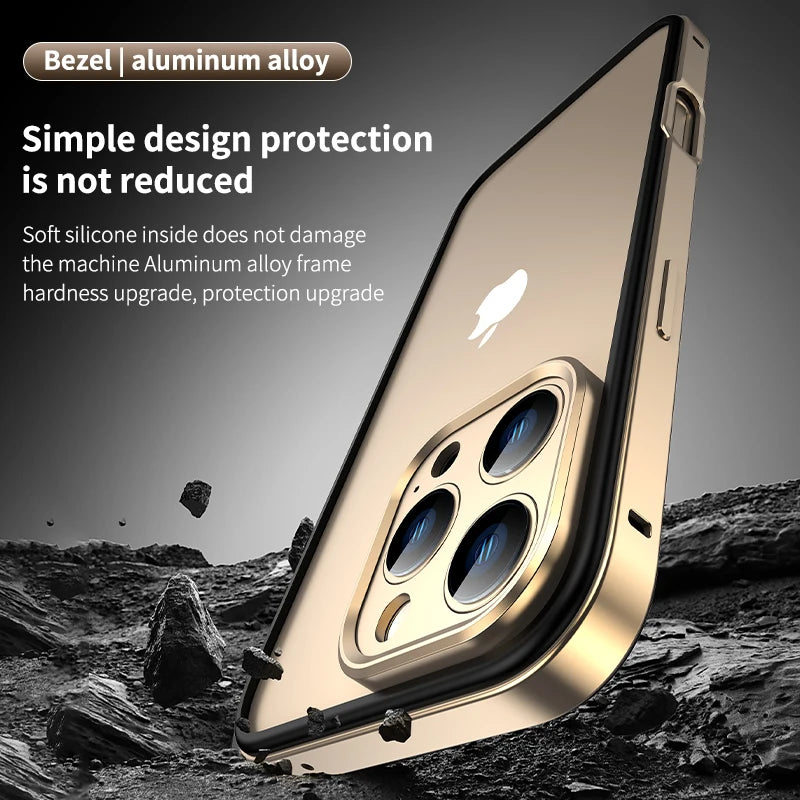 Luxury Hybrid Metal iPhone Case - Camera Protection, Silicone Frame, Aluminum Heat-Dissipating Bumper, | Case for iPhone