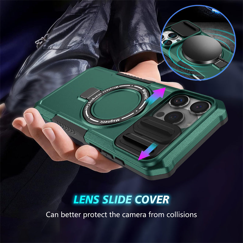 MagSafe Armor iPhone Case – Magnetic Holder, Wireless Charging, Slide Camera Protection, Full-Body Cover for iPhone Models