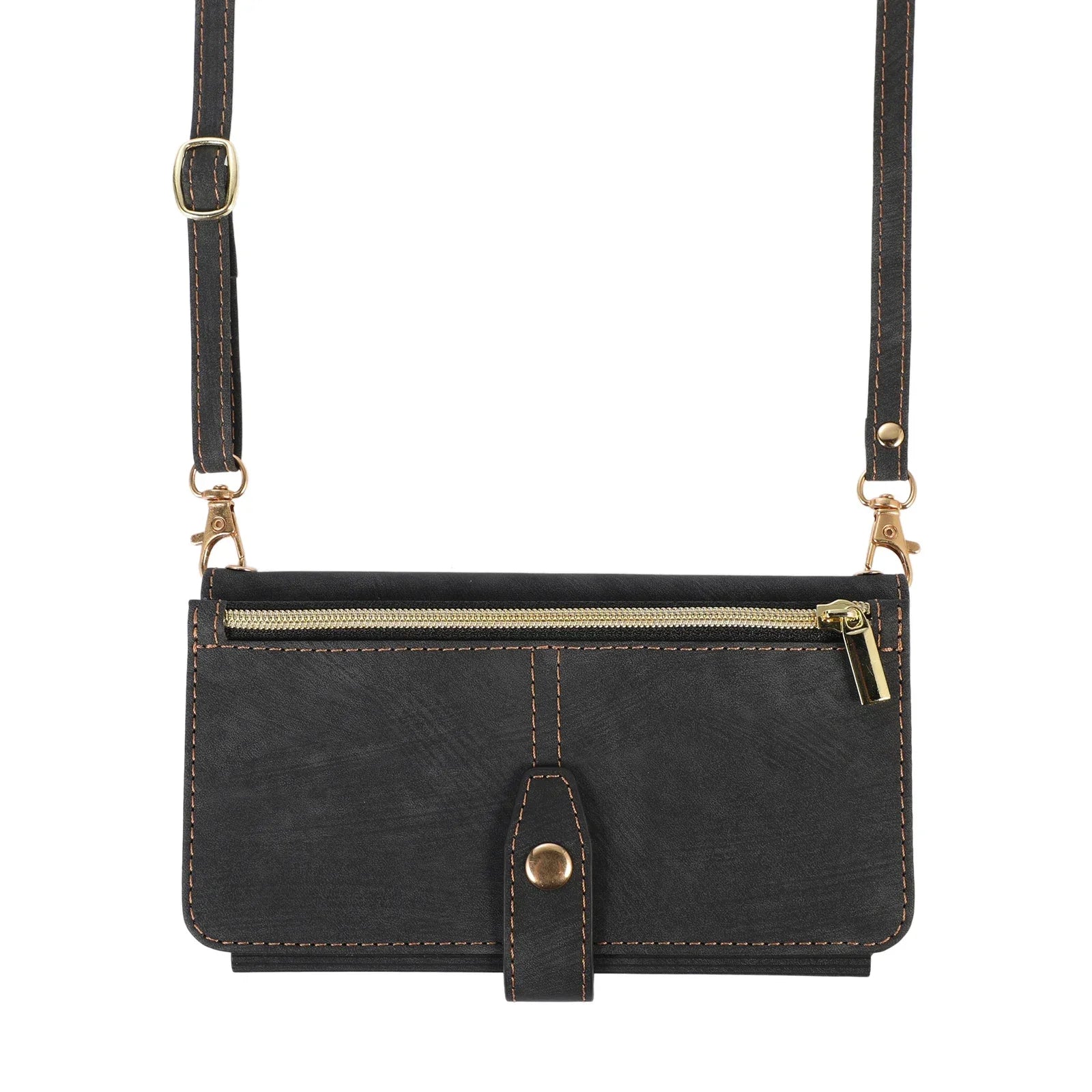 Luxury Crossbody Zipper Wallet iPhone Case – Leather Card Holder, Lanyard Strap, Closure Hands-Free Convenience for iPhone