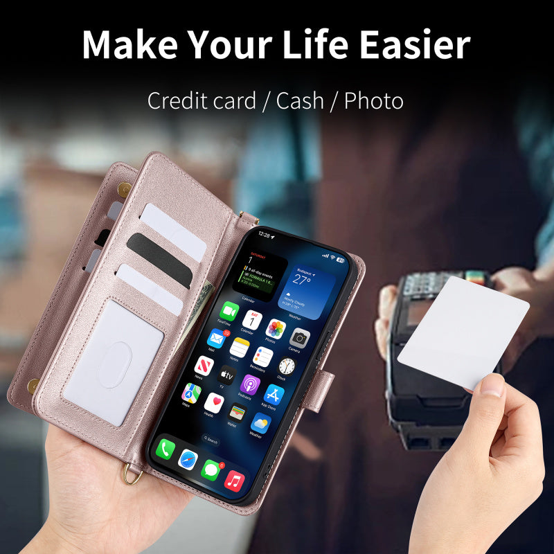 Luxury Crossbody Wallet iPhone Case – Fashion Shoulder Strap, Magnetic Closure, Card Holder and Premium Protection for iPhone