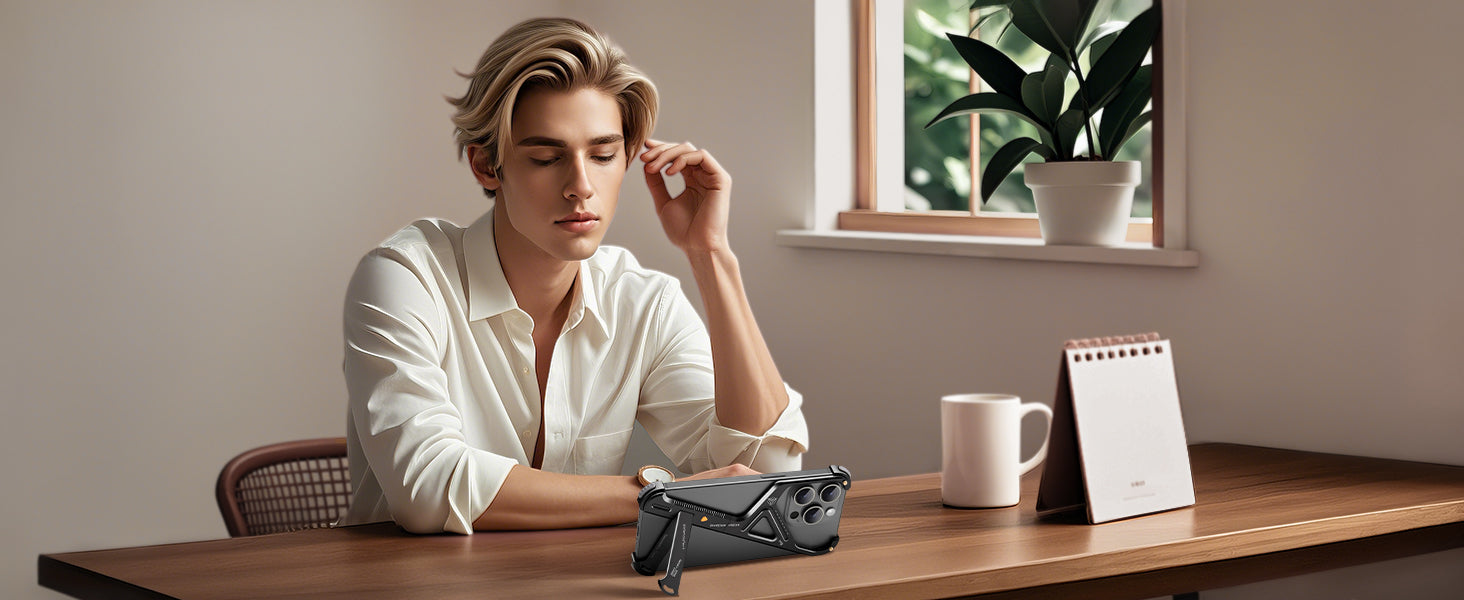 Luxury Geometric Metal iPhone Case – Aluminum Alloy Shockproof Cover with Stand for iPhone Models Stylish and Durable Design