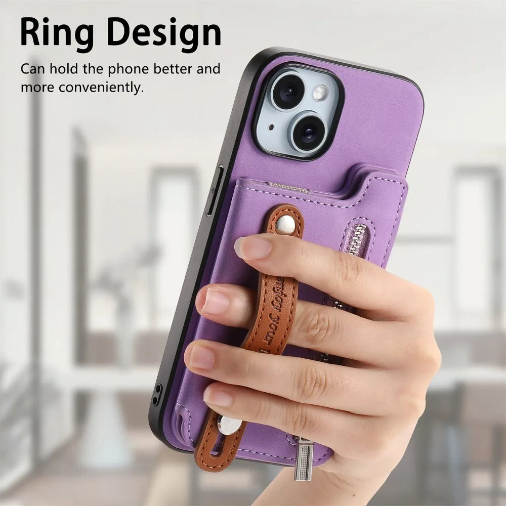 Luxury Detachable Zipper Wallet iPhone Case – Magnetic Flip Cover with Card Slots, and Protection for Ultimate Convenience