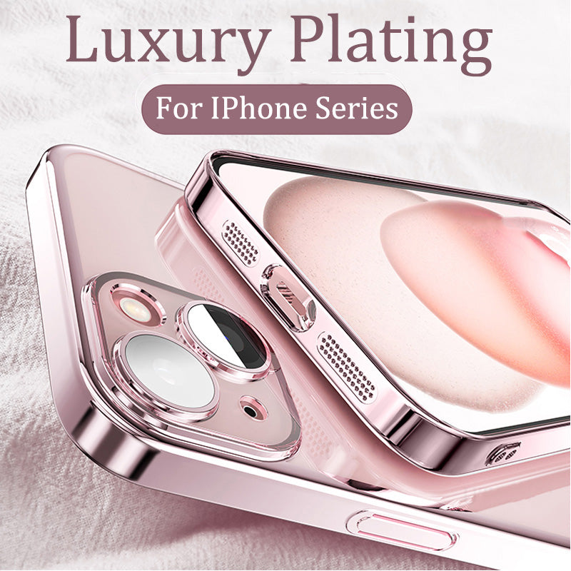 Luxury Transparent TPU iPhone Case – Ultra Thin, Plating Design, Soft Shockproof Cover, HD Lens Protection,