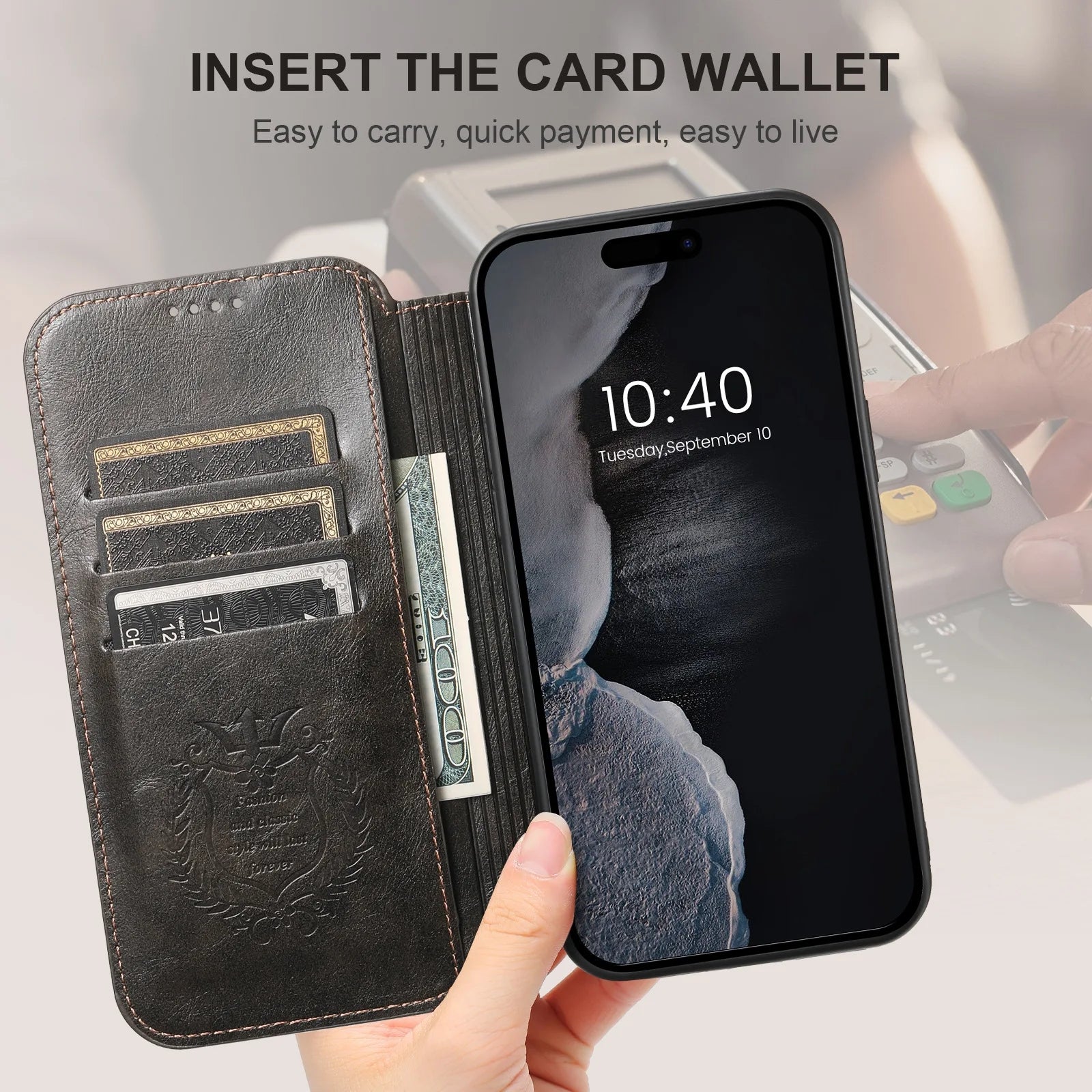 Luxury Leather Magnetic Flip iPhone Case – MagSafe Wallet Card Holder, Wireless Charging Compatible, Shockproof Protection, Elegant Design for iPhone Models