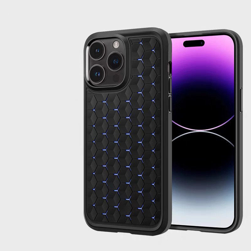 High Quality Apple iPhone Case, MagSafe Compatible, Camera Lens & Screen Protection, Ultra Thin, Shockproof, Magnetic Full All Around Cover – Mesh Honeycomb Silicone Case with Breathable Cooling & Heat Dissipation Design