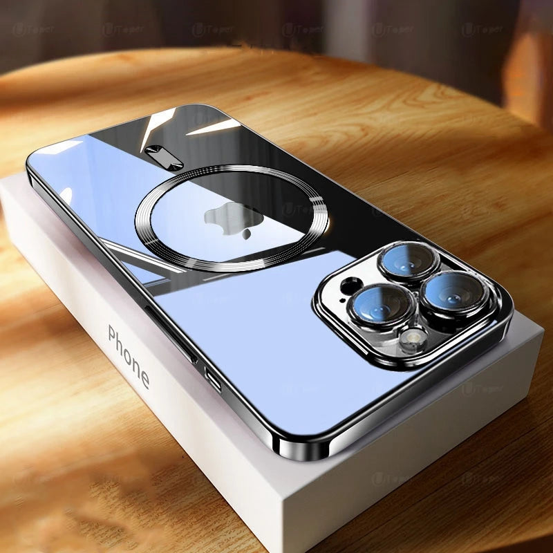 Luxury Ultra-Thin iPhone Case - MagSafe Compatible, Clear Transparent, Shockproof, Scratch-Resistant Hard PC Cover