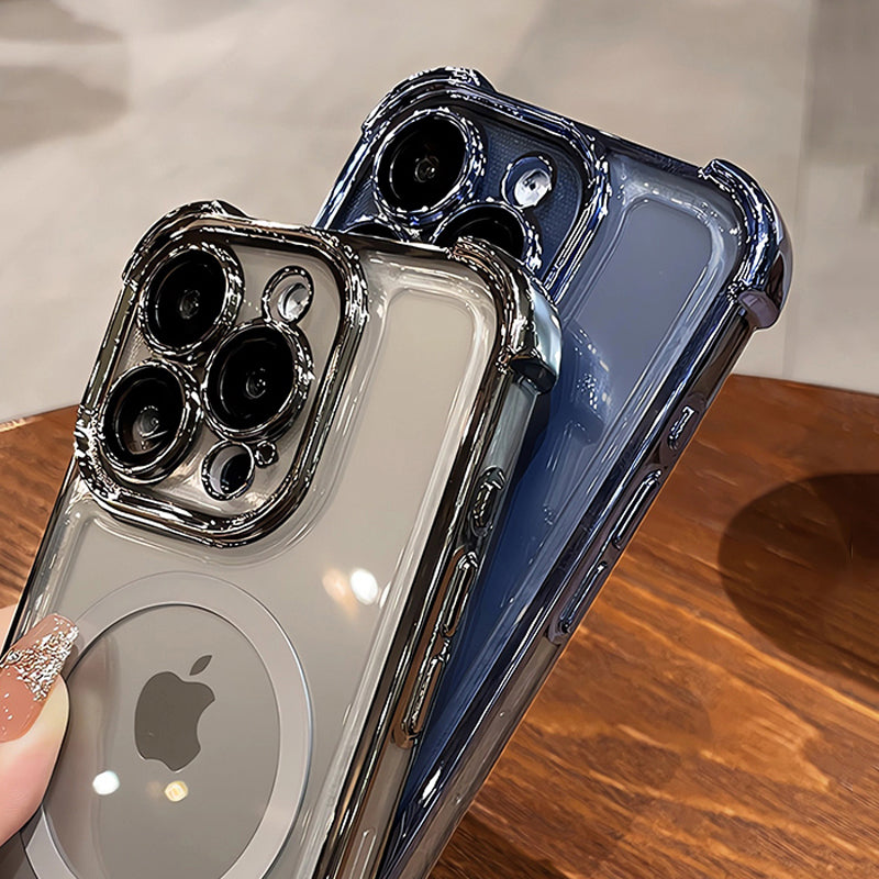 Plating Shockproof MagSafe iPhone Case - Airbag Protection, Magnetic Wireless Charging, Anti-Shock Durable Case for iPhone