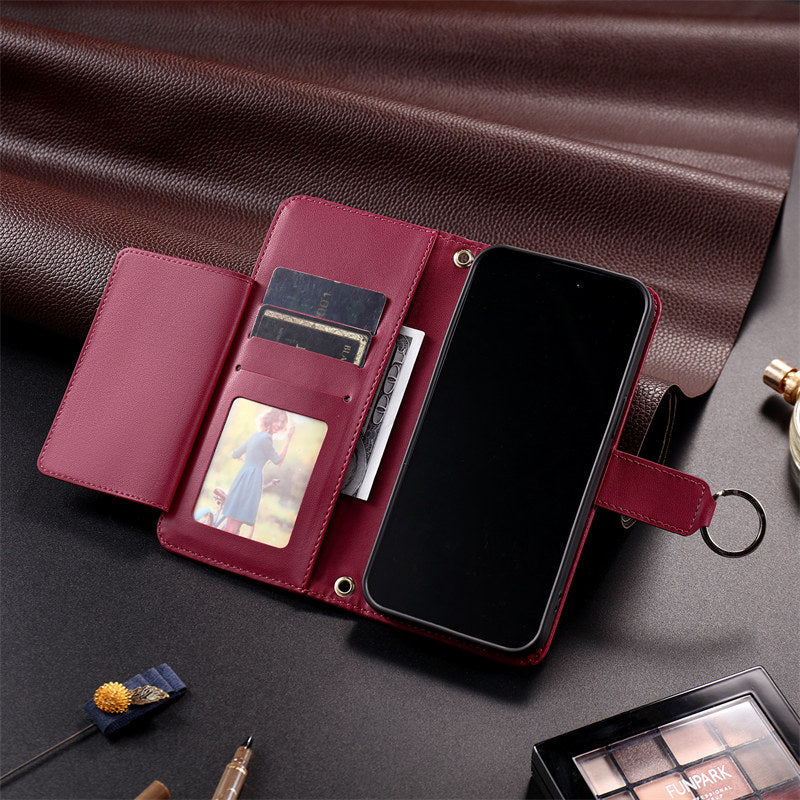 Luxury Leather Flip Phone Case – Premium Wallet, Bracket Protection, Elegant Cover with Card Slots, Durable & Functional