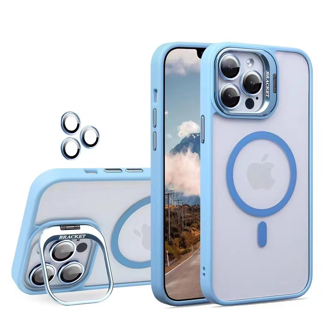 Premium Apple iPhone Case MagSafe Compatible, Camera Lens & Screen Protection, Cover with Hard Shell & Stand Bracket
