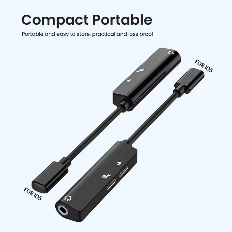 High Quality 3-in-1 Lightning to 3.5mm Audio Adapter for iPhone – AUX Jack, Charger Splitter, HiFi Sound, Fast Charging, Headphone Converter for iOS Devices