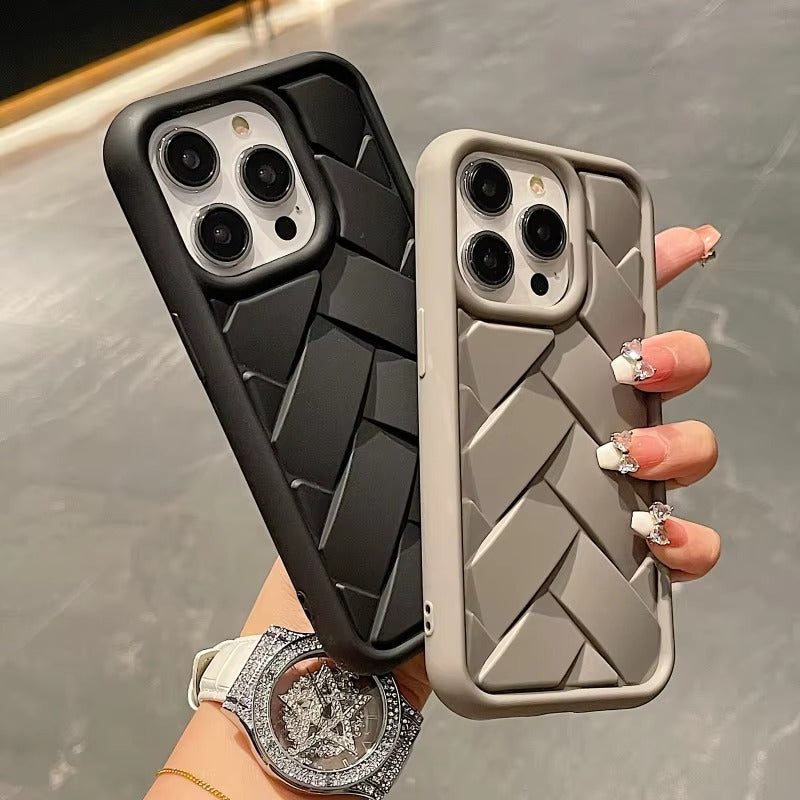 Luxury Apple iPhone Case, MagSafe Compatible, Camera Lens & Screen Protection, Ultra Thin, Shockproof, Magnetic Full All Around Cover – 3D Woven Pattern Soft Silicone Case with Heat Dissipation & Solid Protection