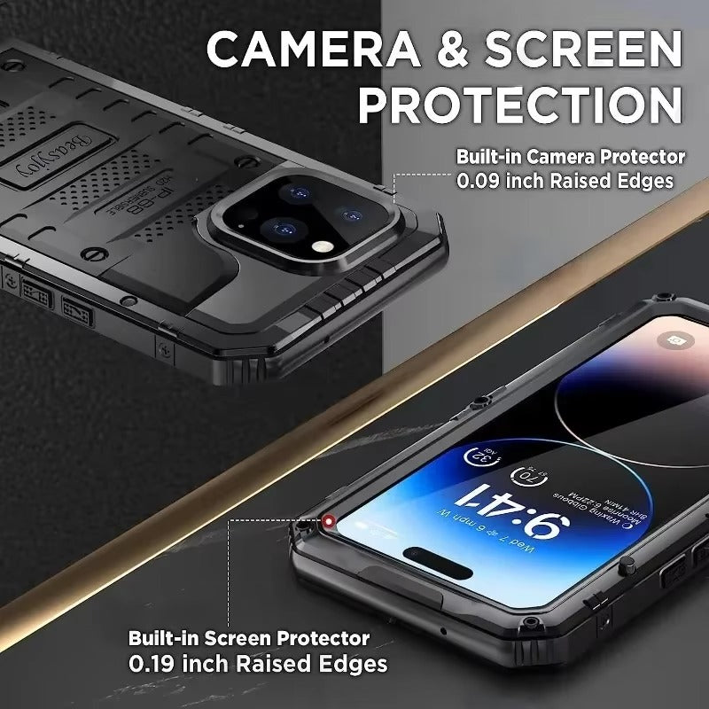 Robust Apple iPhone Case MagSafe Compatible, Camera Lens & Screen Protection, Cover with IP68 Heavy Duty Metal Armor
