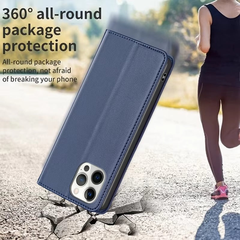 Luxury Apple iPhone Case, MagSafe Compatible, Camera Lens and Screen Protection, Ultra Thin, Shockproof, Magnetic, Full All Around Protection, Leather Flip Book Cover