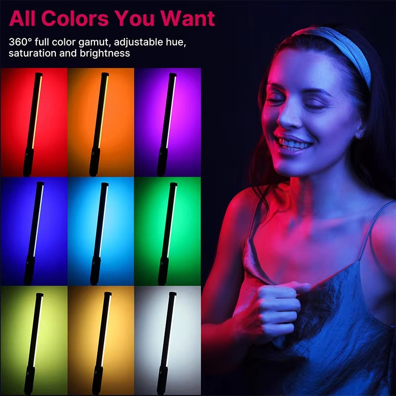 High Quality, Handheld RGB Light Wand – 19.7" LED Stick with Adjustable 2500K–9000K Color, CRI 95+, Apple iPhone and Cameras