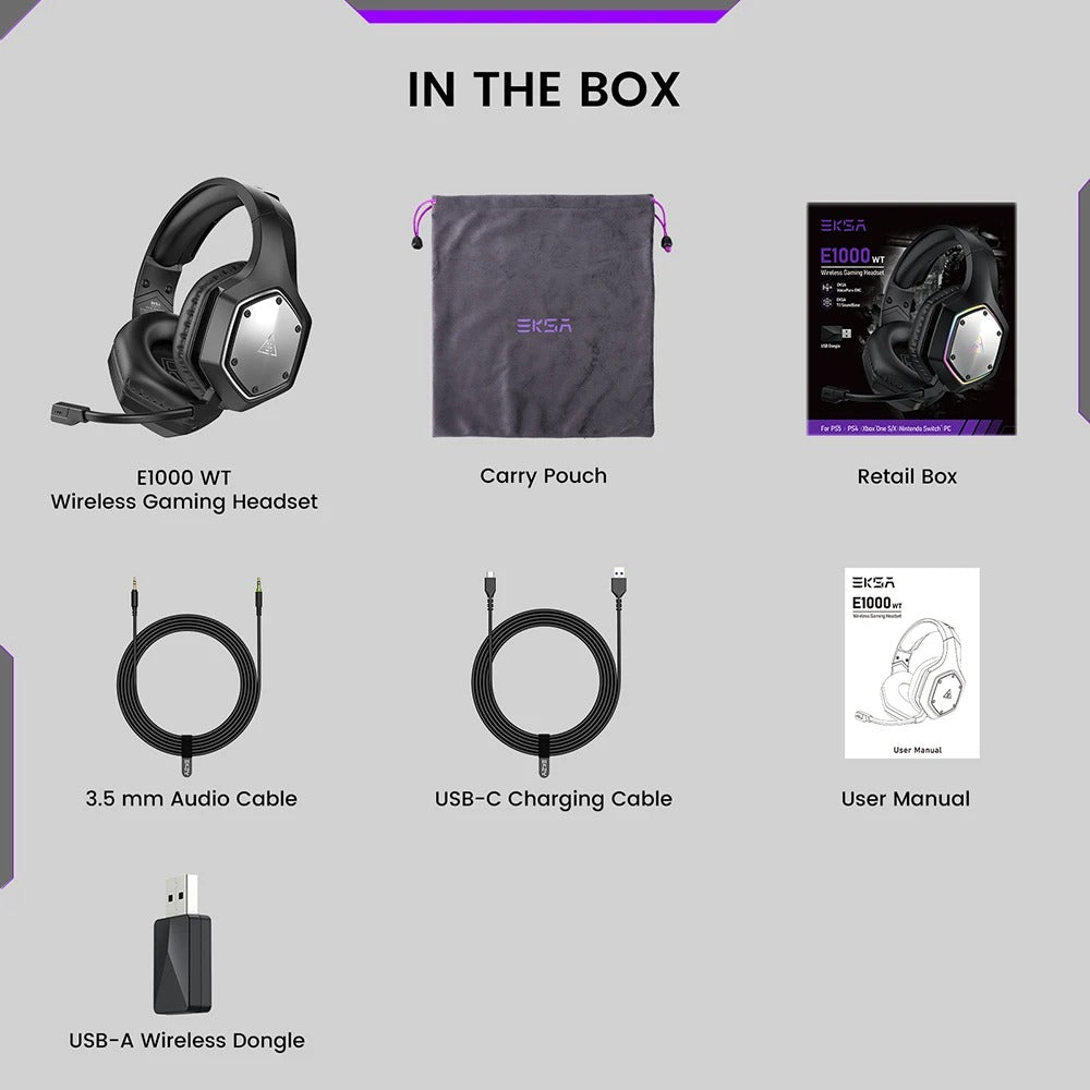 Premium 2.4GHz Wireless Gaming Headset for Mac & iPhone – Low Latency 7.1 Surround Sound Headphones with ENC Microphone