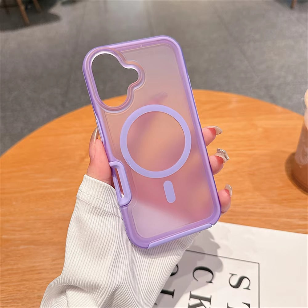 High Quality Apple iPhone Case, MagSafe Compatible, Camera Lens & Screen Protection, Ultra Thin, Shockproof, Magnetic Full All Around Cover – Dual Color Matte Armor Case with Wrist Strap & Magnetic Lanyard