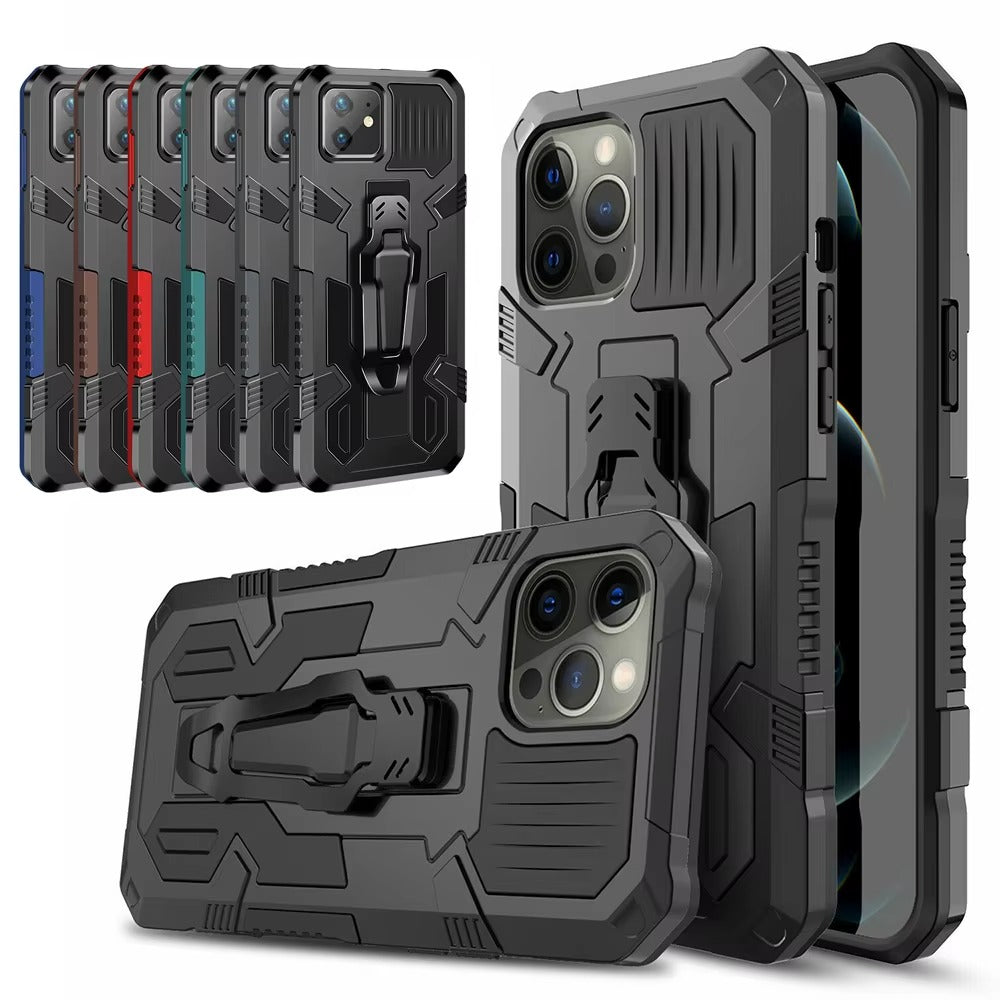 Robust Apple iPhone Case, MagSafe Compatible, Camera Lens & Screen Protection, Ultra Thin, Shockproof, Magnetic Full All Around Cover – Heavy Duty Belt Clip Case with Kickstand & Hard Rubber Back