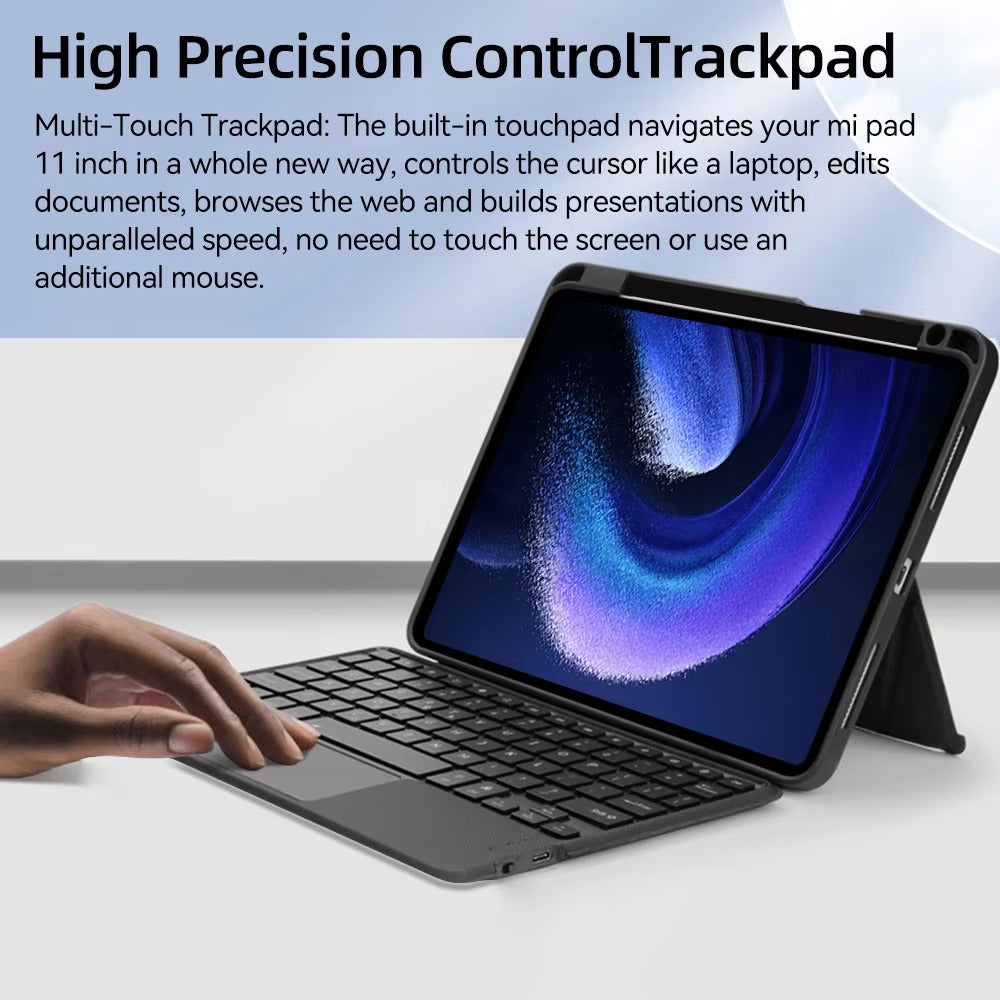 Premium Bluetooth Keyboard Case for Tablet – Magnetic Detachable Backlit Keyboard with Multi-Touch Trackpad, Type-C Fast Charging, Adjustable Angle & 360° Protection