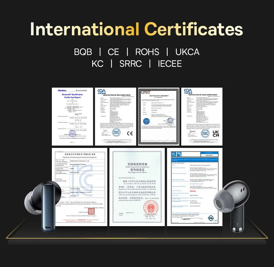 Luxury Noise Cancelling Bluetooth Earbuds for iPhone – Wireless ANC Headphones , -48dB Deep Noise Reduction for Calls & Music