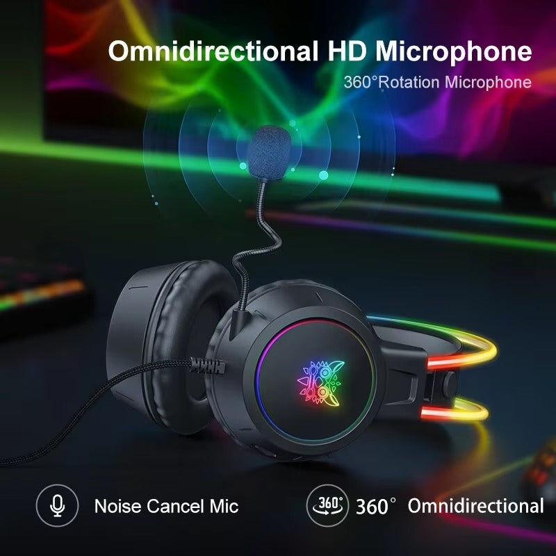 Premium Cat Ear Gaming Headset for iPhone & Mac – Wired Over-Ear Headphones with RGB Lights, Noise Streaming & Online Play