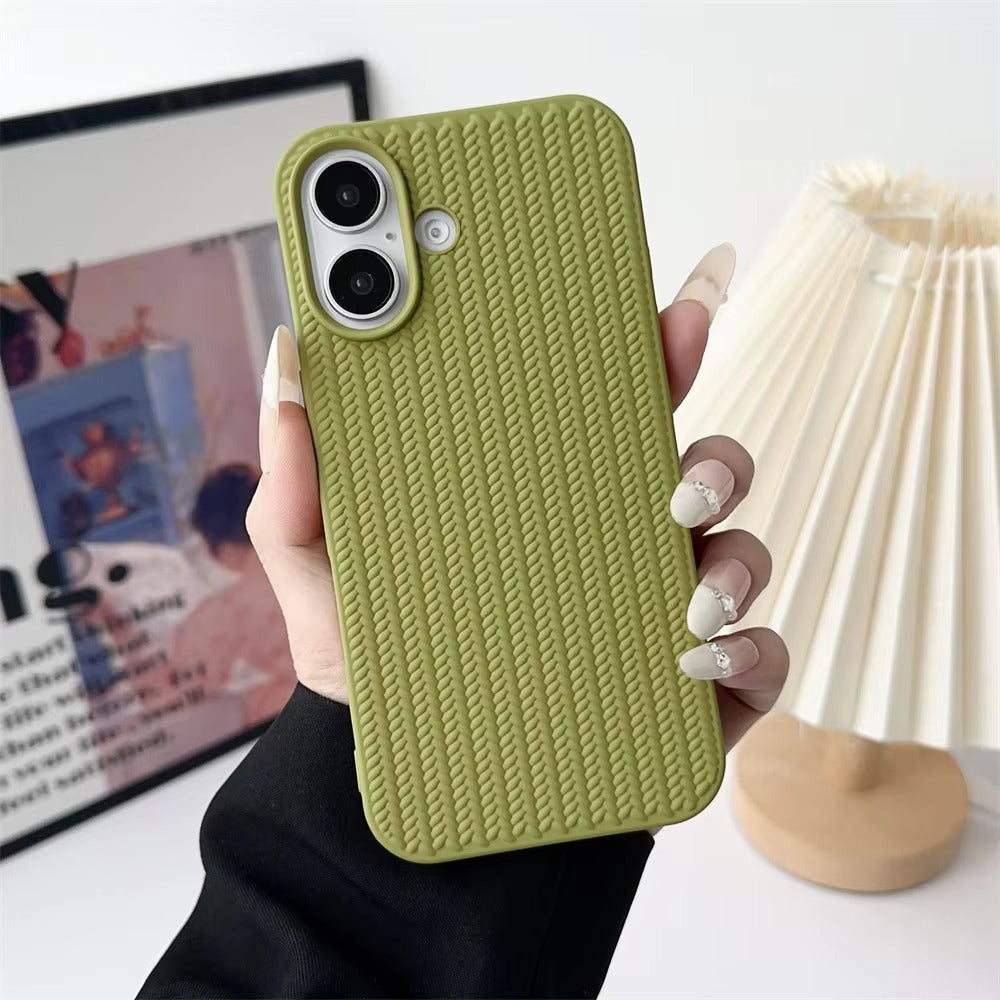 Luxury Apple iPhone Case, MagSafe Compatible, Camera Lens & Screen Protection, Ultra Thin, Shockproof, Magnetic Full All Around Cover – Woven Pattern Soft Silicone Case with Solid Color Stylish Design