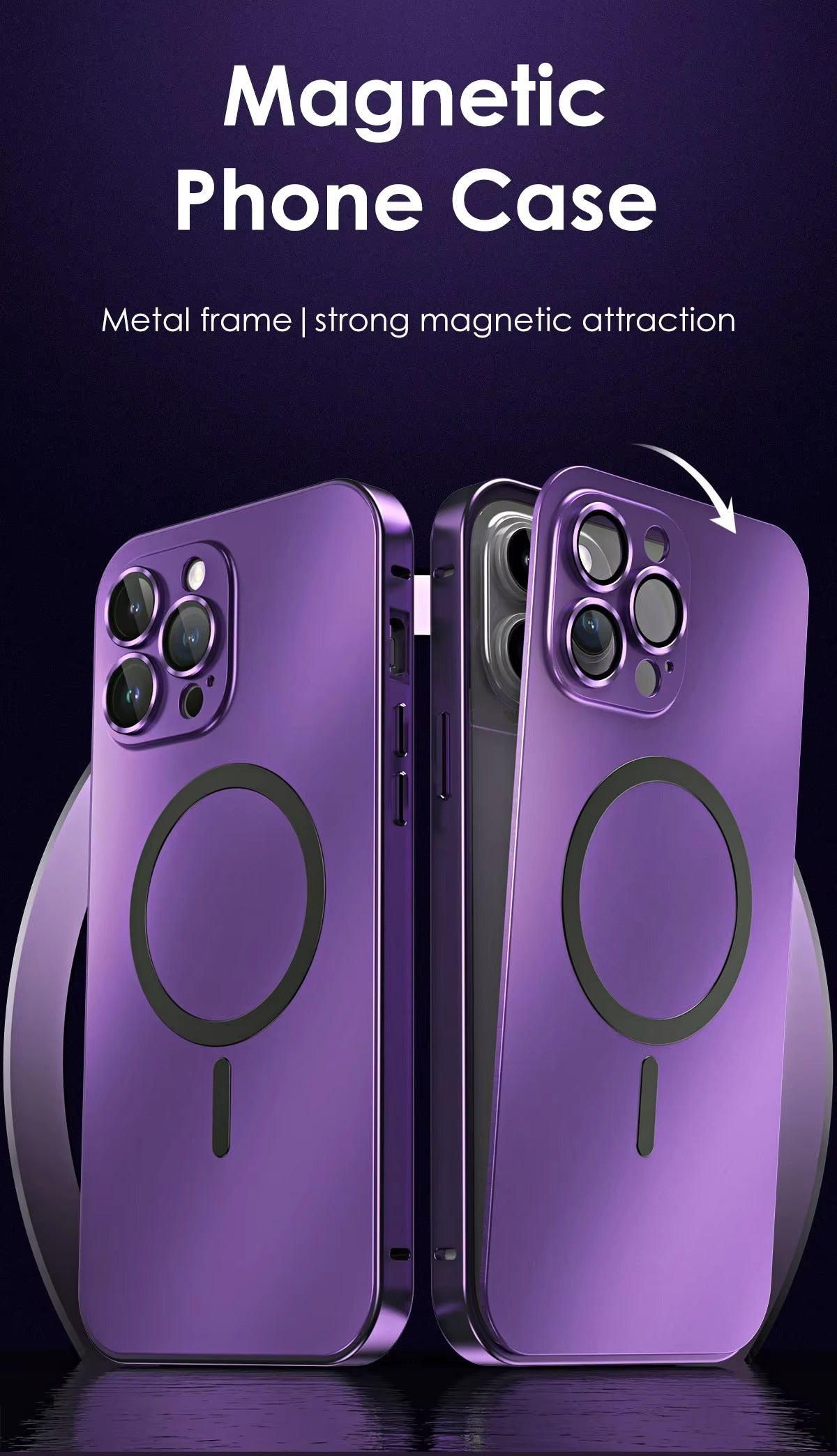 Luxury Apple iPhone Case, MagSafe Compatible, Camera Lens & Screen Protection, Ultra Thin, Shockproof, Magnetic Full All Around Cover – Metal Frame Case with Aluminum PC Back Panel for Sleek Durable Protection