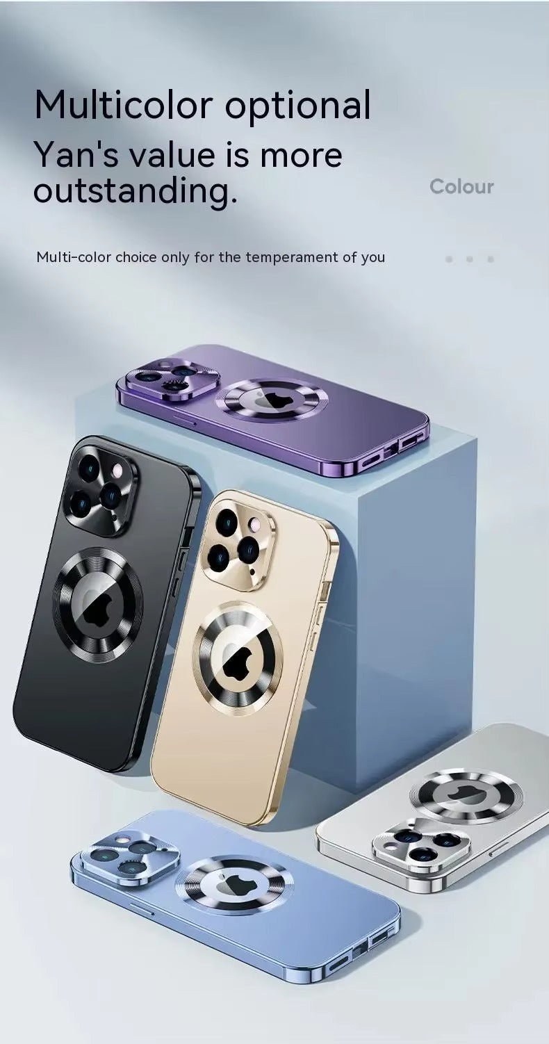 Premium Apple iPhone Case MagSafe Shockproof Magnetic Full All Around Protection Cover with Double Glass Alloy Frame