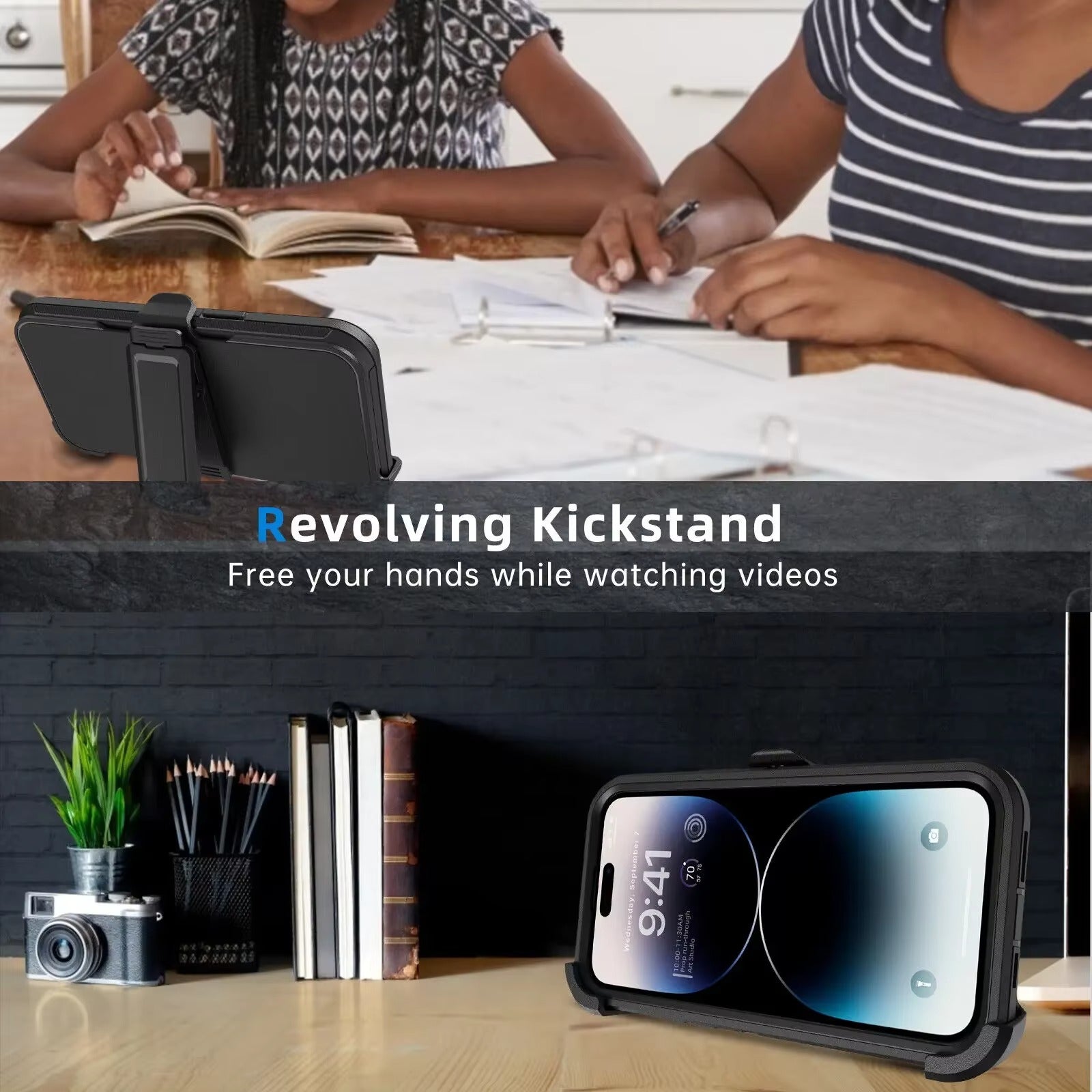 Robust Apple iPhone Case, MagSafe Compatible, Camera Lens & Screen Protection, Ultra Thin, Shockproof, Magnetic Full All Around Cover – Slide Belt Clip Holster Case with Kickstand Holder & Heavy Duty Back Protection