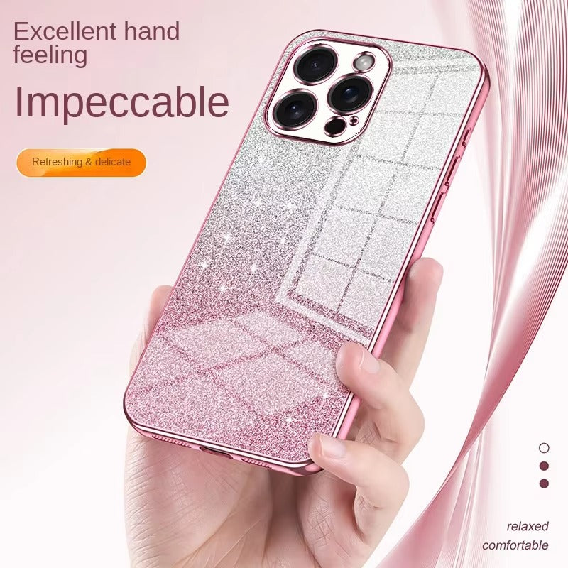 Luxury Apple iPhone Case, MagSafe Compatible, Camera Lens & Screen Protection, Ultra Thin, Shockproof, Magnetic Full All Around Cover – Electroplated Glitter Soft TPU Case with Shockproof Back Protection