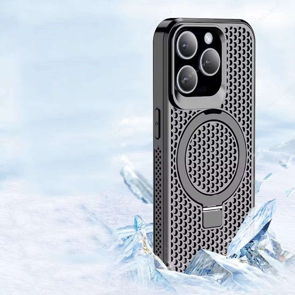 Luxury Apple iPhone Case, MagSafe Compatible, Camera Lens & Screen Protection, Ultra Thin, Shockproof, Magnetic Full All Around Cover – Matte Magnetic Case with Holder, Heat Dissipation & Wireless Charging Support