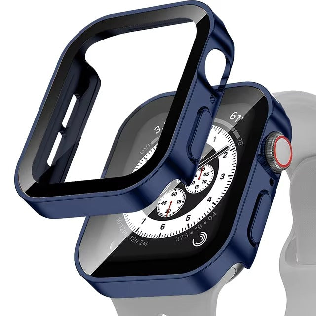 Premium Glass Screen Protector Case – Full Coverage, Straight Edge, Snap-On Protective Cover for 40mm to 49mm Smartwatches