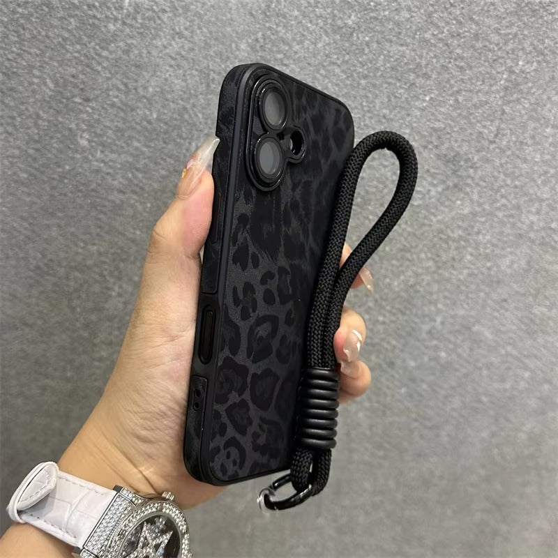 Luxury Apple iPhone Case MagSafe Compatible, Camera Lens & Screen Protection, Ultra Thin Shockproof Magnetic Full All Around Protection Cover with Wrist Strap & Leopard Design