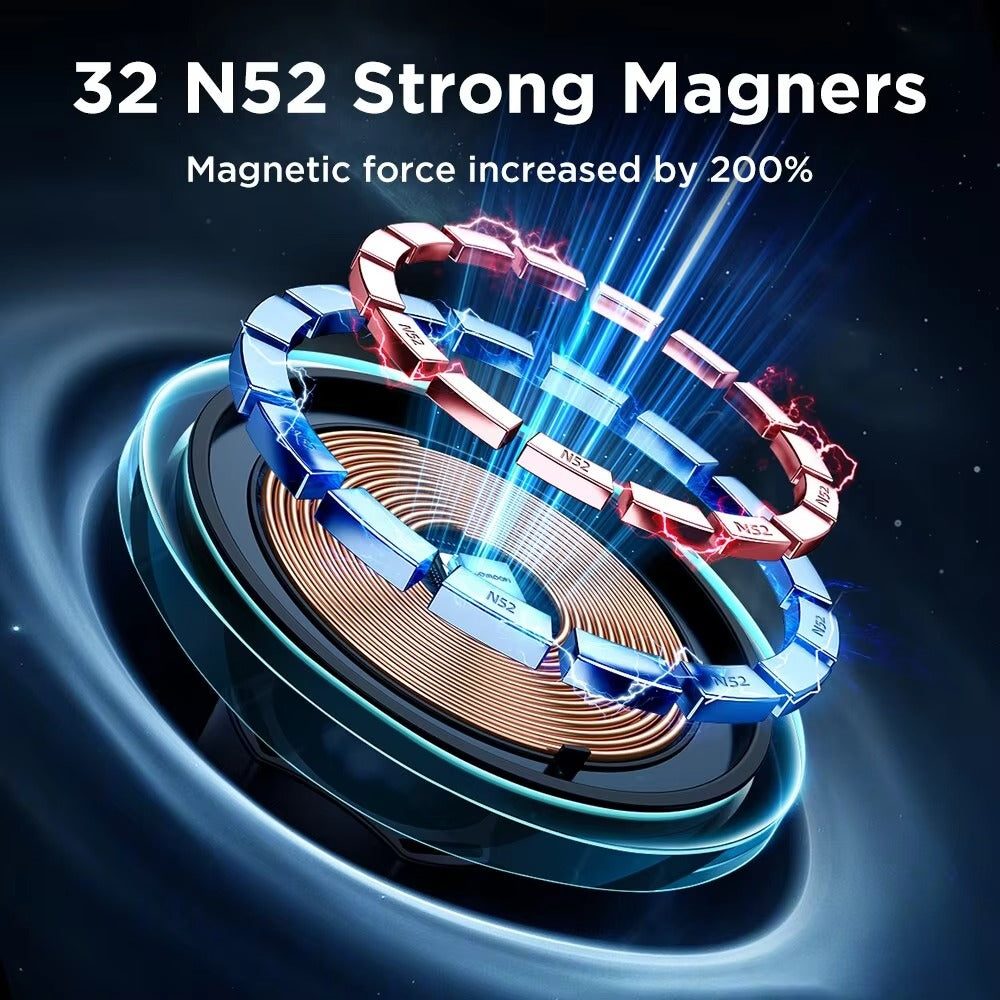 Premium Magnetic Wireless Car Phone Holder – Fast Charging Mount with Blue Light, Dashboard or Vent Clip