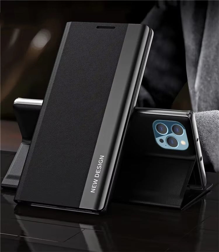 Luxury Apple iPhone Case, MagSafe Compatible, Camera Lens and Screen Protection, Ultra Thin, Shockproof, Magnetic, Full All Around Protection, Leather Flip Stand Cover