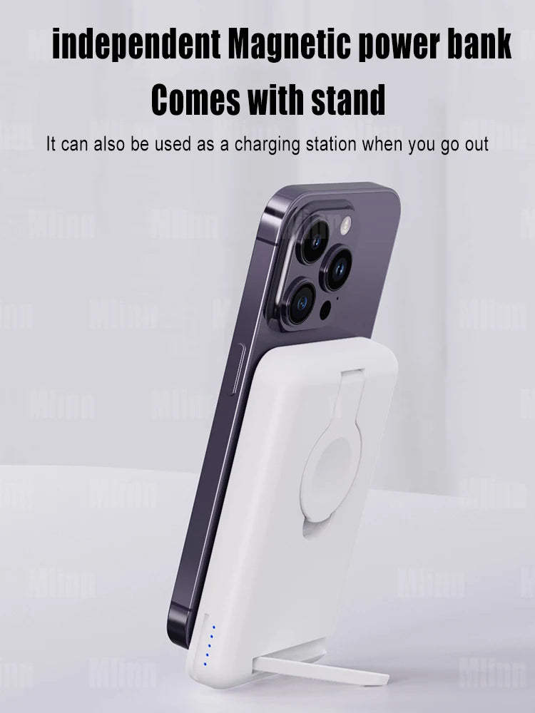 Premium 3-in-1 Magnetic Wireless Charging Station & Portable Power Bank – Fast Charger for iPhone, Apple Watch & AirPods with Detachable Design